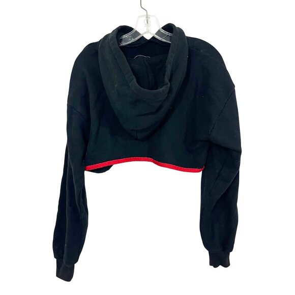 I AM GIA Mercury Red Striped Reflective Cropped Sweatshirt Hoodie - Size Small - Picture 2 of 7